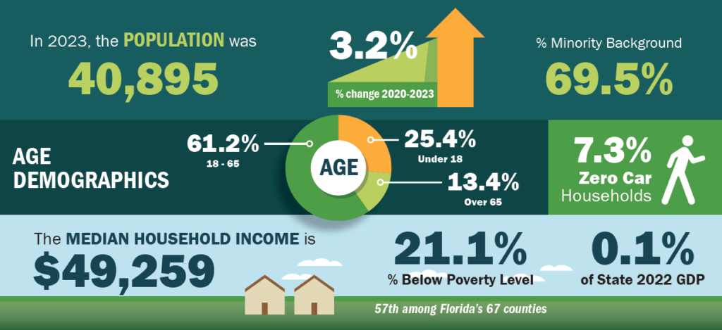 Graphic showing Hendry county demographics.